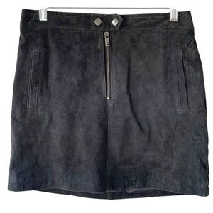 BlankNYC 100% Leather Suede Dark Gray Moto style Mini Skirt‎